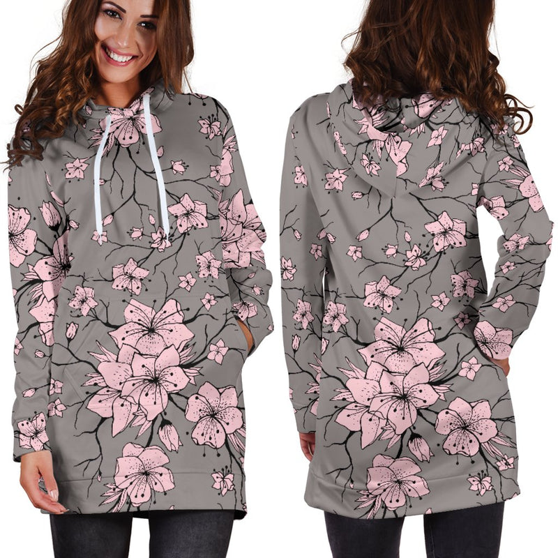 Cherry Blossom Pattern Print Design CB05 Women Hoodie Dress