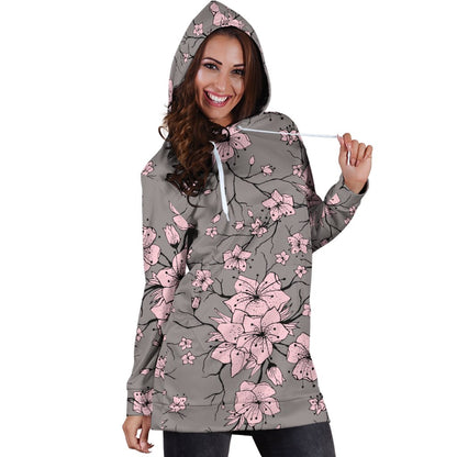 Cherry Blossom Pattern Print Design CB05 Women Hoodie Dress