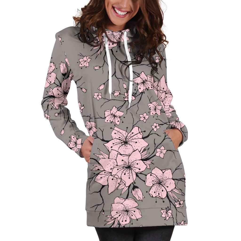 Cherry Blossom Pattern Print Design CB05 Women Hoodie Dress
