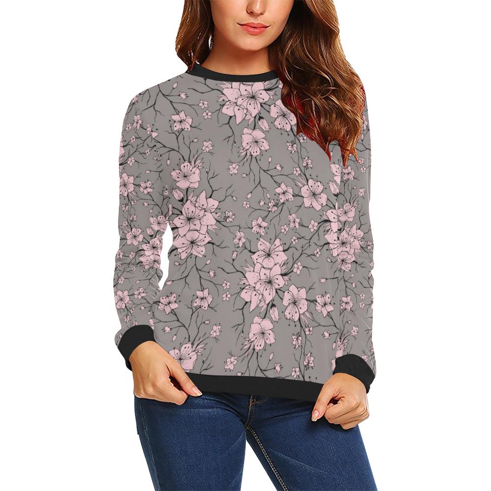 Cherry Blossom Pattern Print Design CB05 Women Long Sleeve Sweatshirt-JorJune