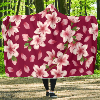 Cherry Blossom Pattern Print Design CB06 Hooded Blanket-JORJUNE.COM