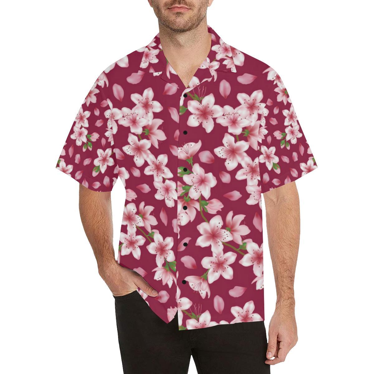 Cherry Blossom Pattern Print Design CB06 Men Hawaiian Shirt-JorJune