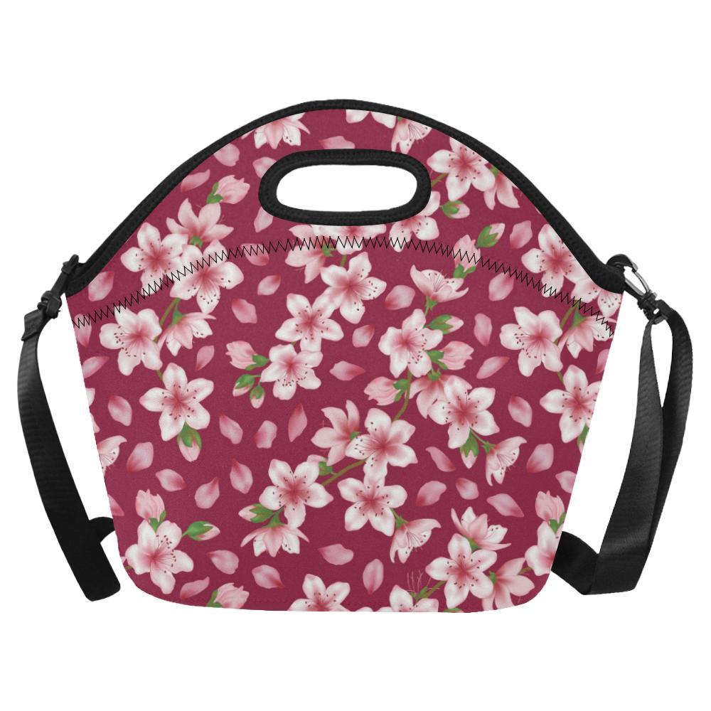 Cherry Blossom Pattern Print Design CB06 Neoprene Lunch Bag-JorJune