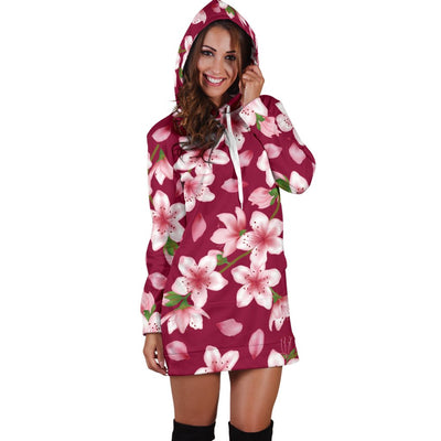 Cherry Blossom Pattern Print Design CB06 Women Hoodie Dress