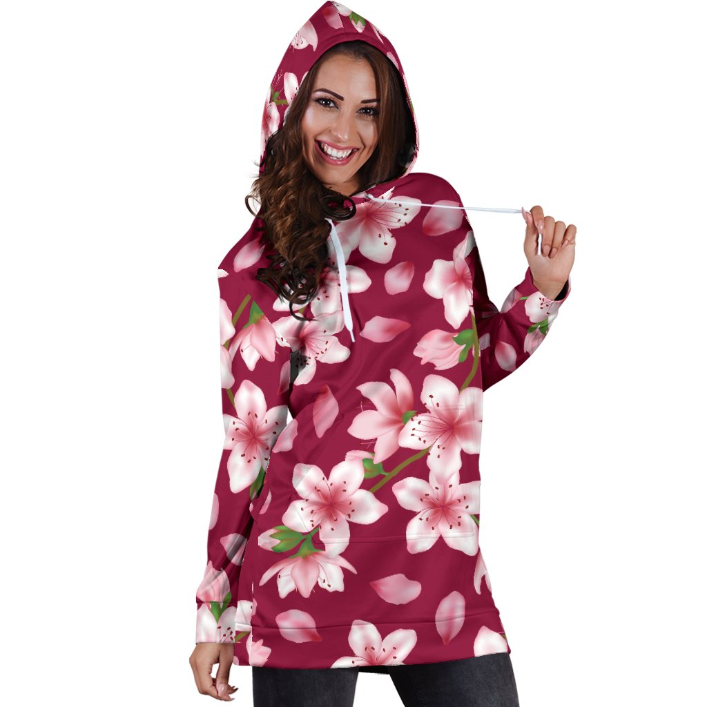 Cherry Blossom Pattern Print Design CB06 Women Hoodie Dress