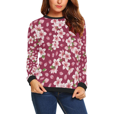 Cherry Blossom Pattern Print Design CB06 Women Long Sleeve Sweatshirt-JorJune