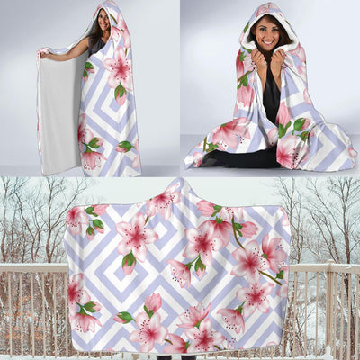 Cherry Blossom Pattern Print Design CB07 Hooded Blanket-JORJUNE.COM