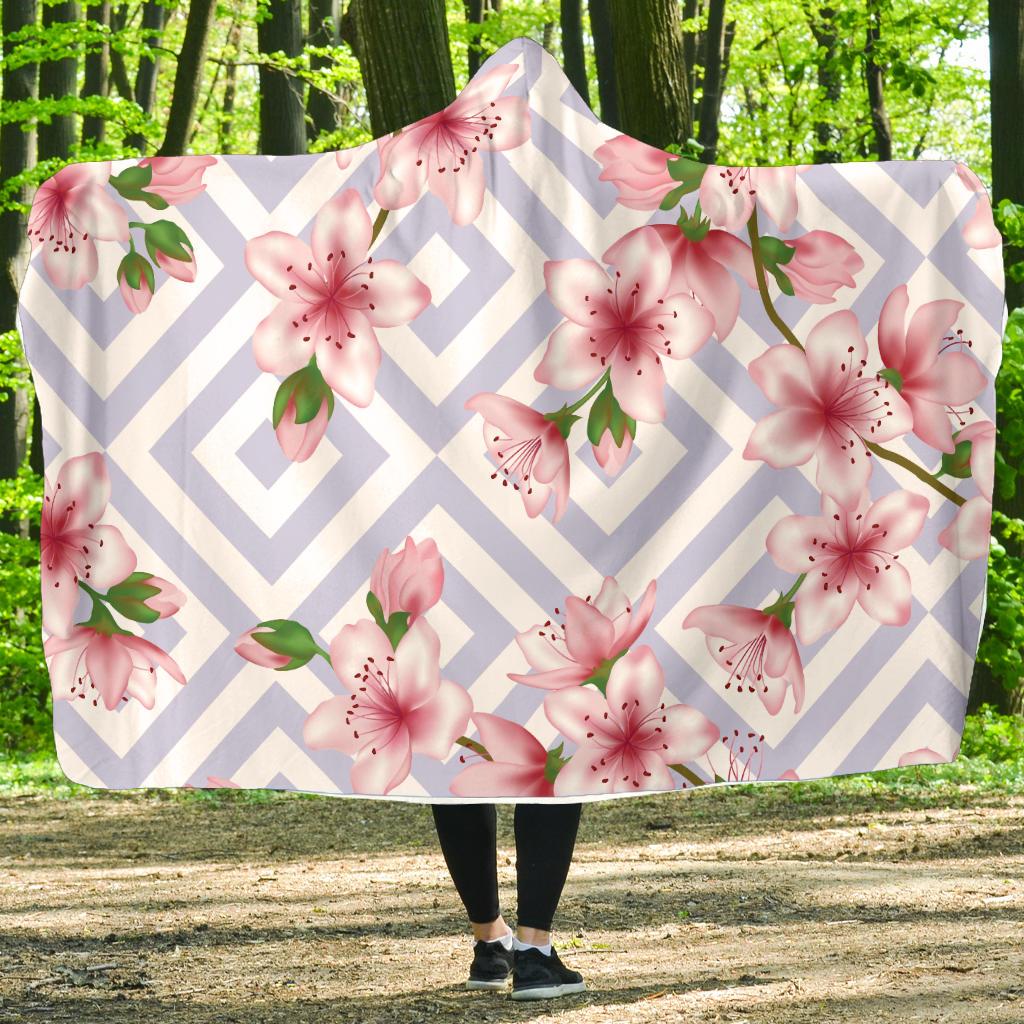 Cherry Blossom Pattern Print Design CB07 Hooded Blanket-JORJUNE.COM