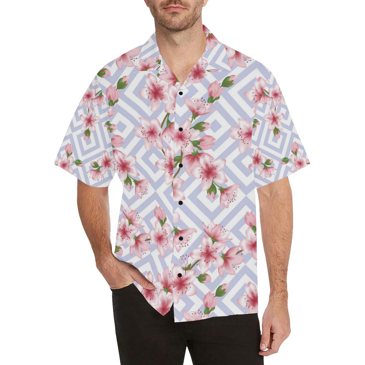 Cherry Blossom Pattern Print Design CB07 Men Hawaiian Shirt-JorJune