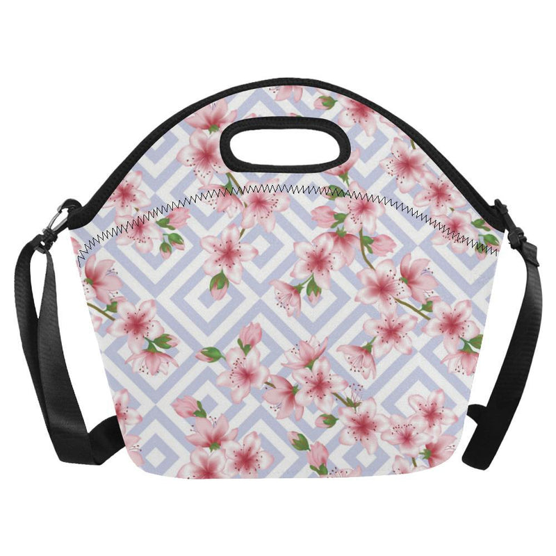 Cherry Blossom Pattern Print Design CB07 Neoprene Lunch Bag-JorJune