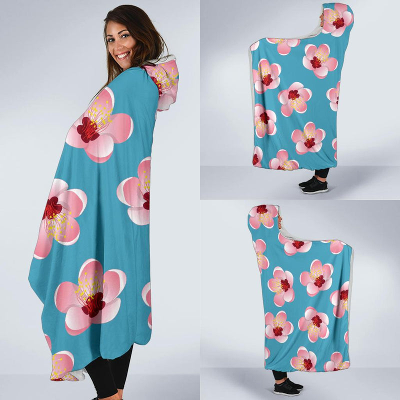 Cherry Blossom Pattern Print Design CB09 Hooded Blanket-JORJUNE.COM