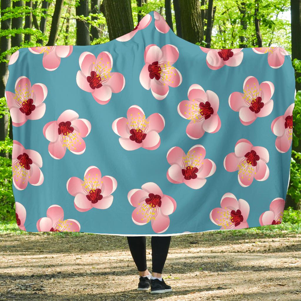 Cherry Blossom Pattern Print Design CB09 Hooded Blanket-JORJUNE.COM