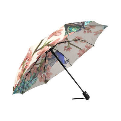 Cherry Blossom Peacock Automatic Foldable Umbrella