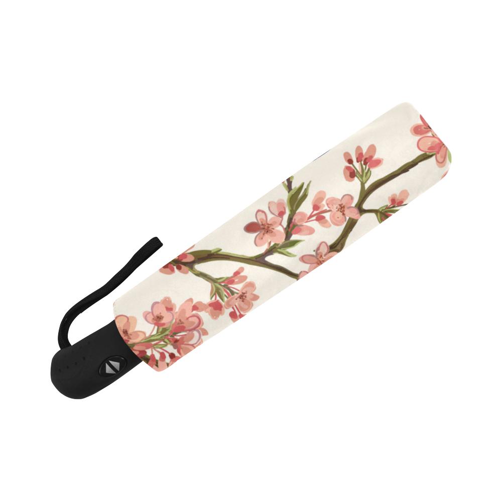Cherry Blossom Peacock Automatic Foldable Umbrella