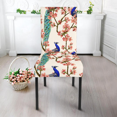 Cherry Blossom Peacock Dining Chair Slipcover-JORJUNE.COM