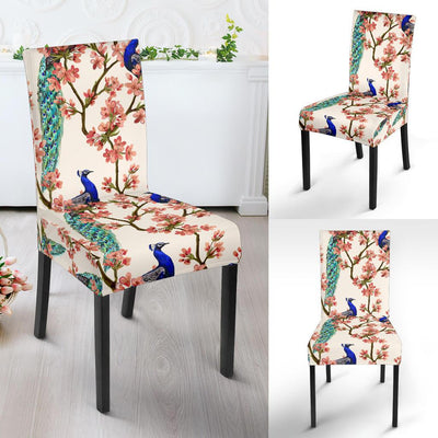 Cherry Blossom Peacock Dining Chair Slipcover-JORJUNE.COM