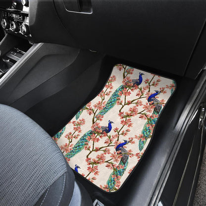 Cherry Blossom Peacock Front and Back Car Floor Mats