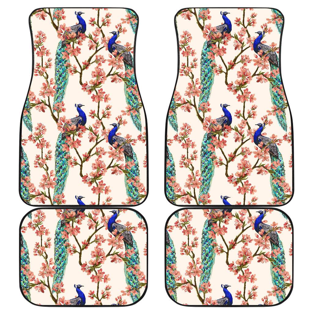 Cherry Blossom Peacock Front and Back Car Floor Mats