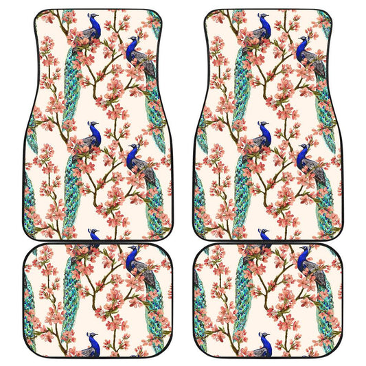 Cherry Blossom Peacock Front and Back Car Floor Mats