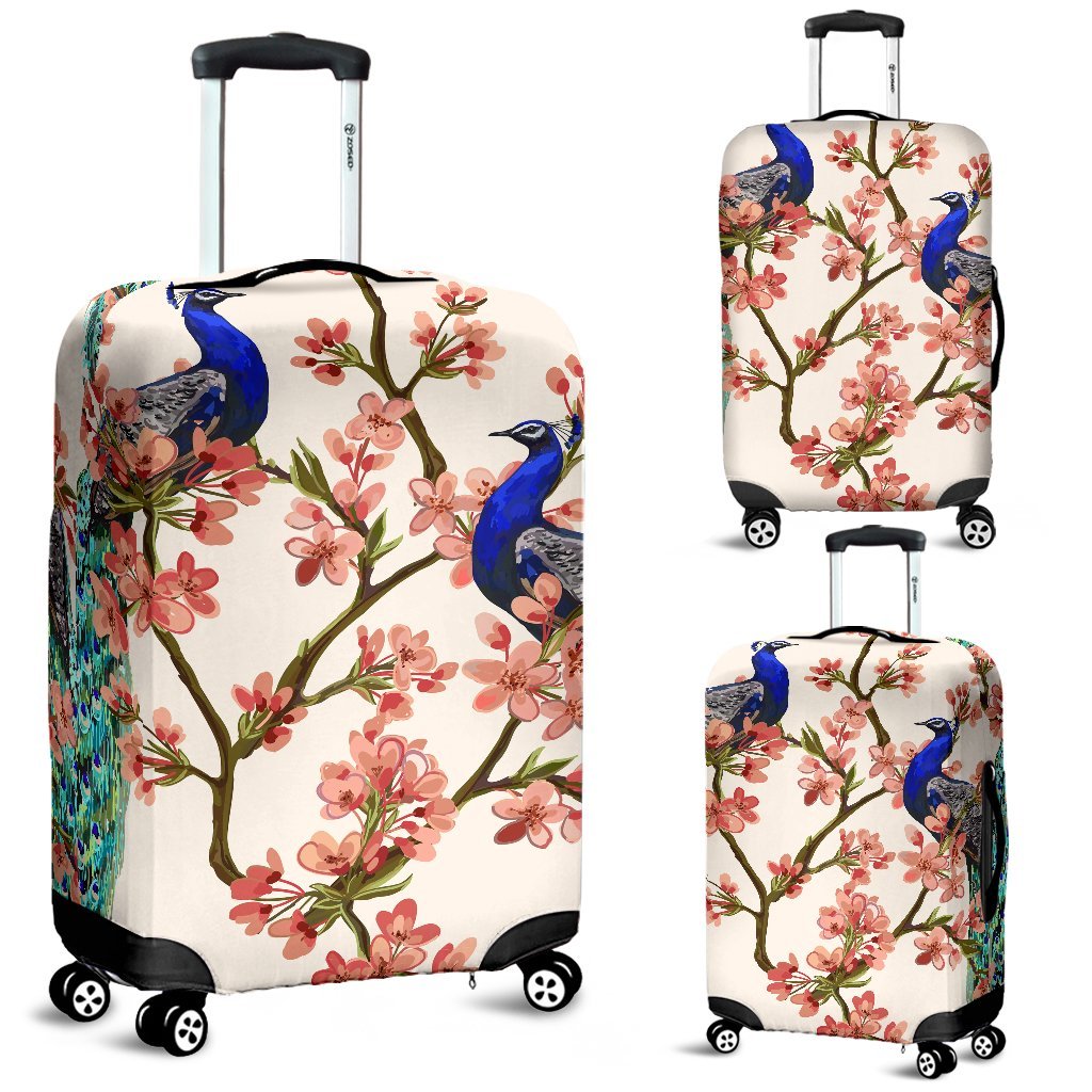 Cherry Blossom Sakura Peacock Luggage Cover Protector