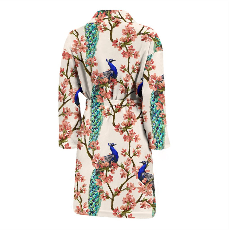 Cherry Blossom Peacock Men Bath Robe