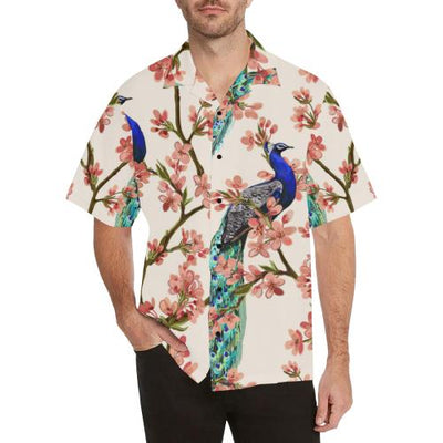 Cherry Blossom Peacock Men Hawaiian Shirt