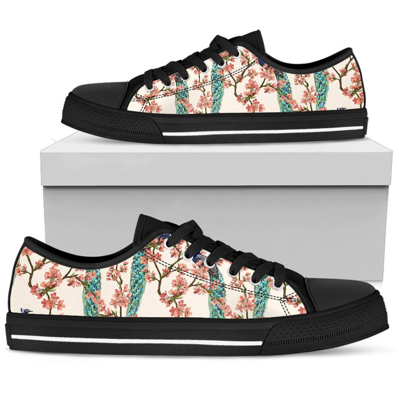 Cherry Blossom Peacock Men Low Top Shoes