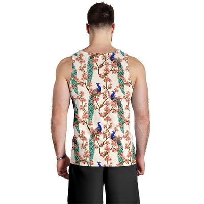 Cherry Blossom Peacock Men Tank Top