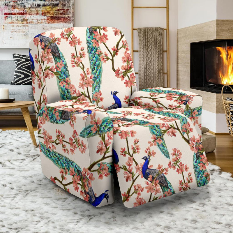 Cherry Blossom Peacock Recliner Slipcover-JORJUNE.COM