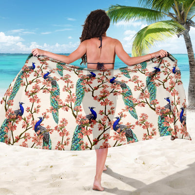 Cherry Blossom Peacock Sarong Pareo Wrap