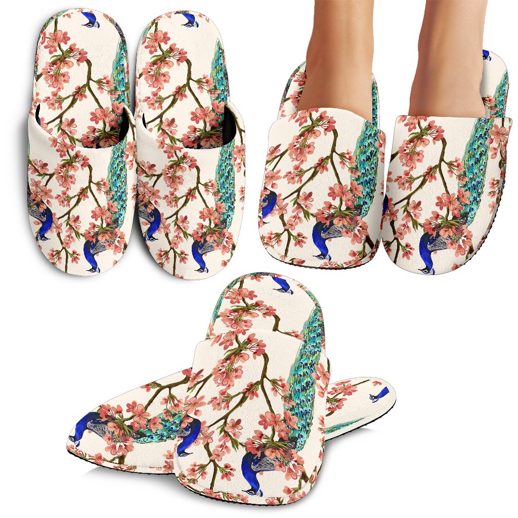 Cherry Blossom Peacock Slippers