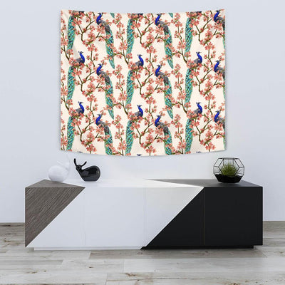 Cherry Blossom Peacock Tapestry