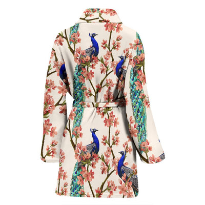 Cherry Blossom Peacock Women Bath Robe