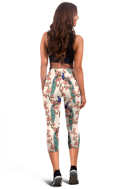 Cherry Blossom Peacock Women Capris