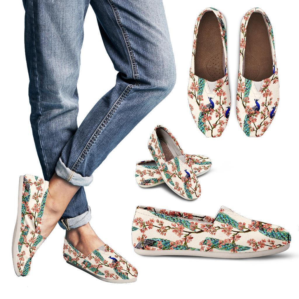 Cherry Blossom Peacock Women Casual Shoes-JorJune.com