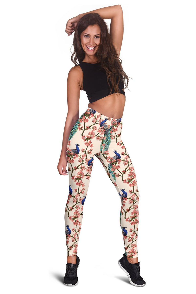 Cherry Blossom Peacock Women Leggings