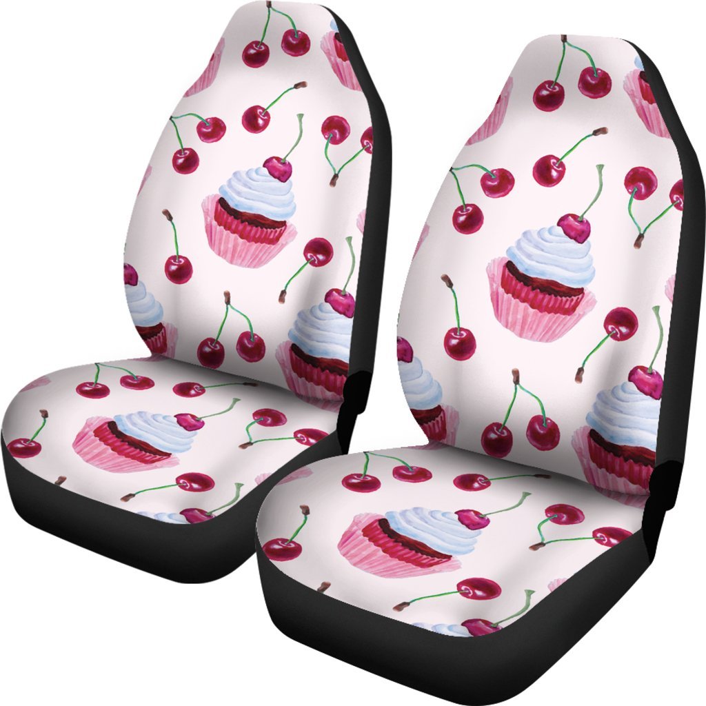 Cherry Cupcake Pink Pattern Universal Fit Car Seat Covers