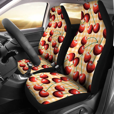 Cherry Orange Plaid Print Universal Fit Car Seat Covers