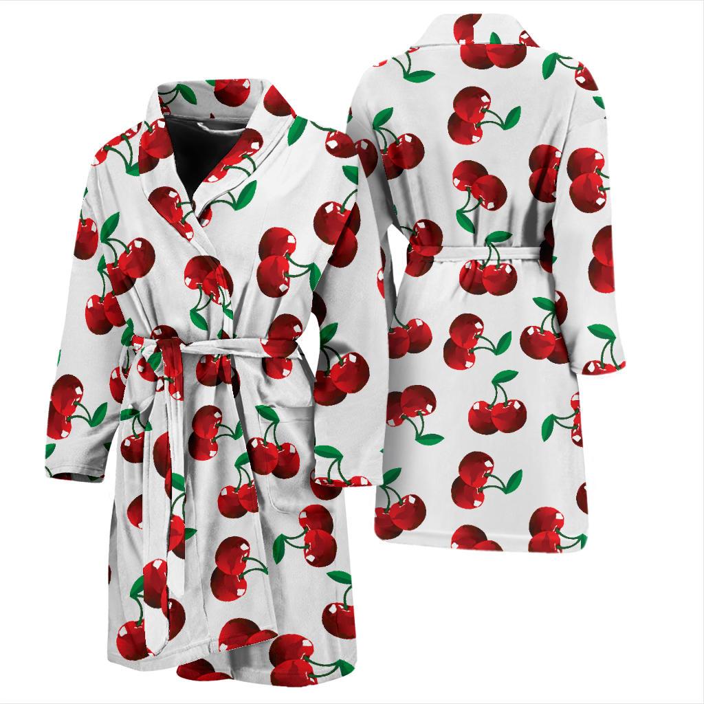 Cherry Pattern Print Design 01 Men Bathrobe-JORJUNE.COM