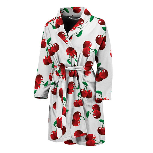 Cherry Pattern Print Design 01 Men Bathrobe-JORJUNE.COM