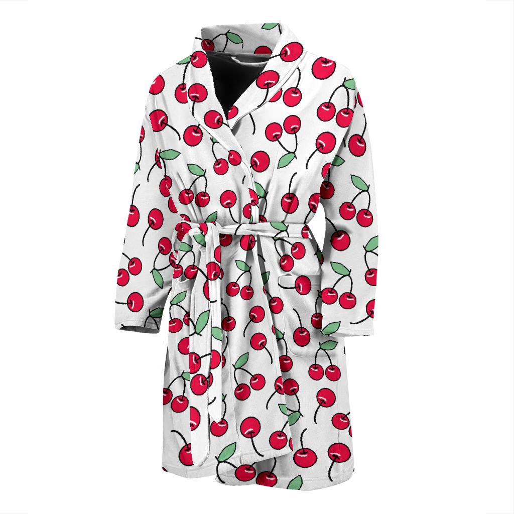Cherry Pattern Print Design 03 Men Bathrobe-JORJUNE.COM