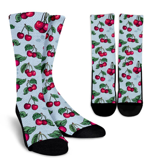 Cherry Pattern Print Design CH01 Crew Socks-JORJUNE.COM