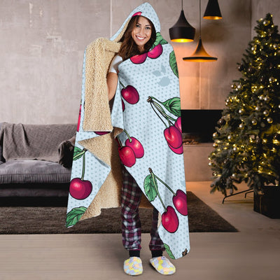 Cherry Pattern Print Design CH01 Hooded Blanket-JORJUNE.COM