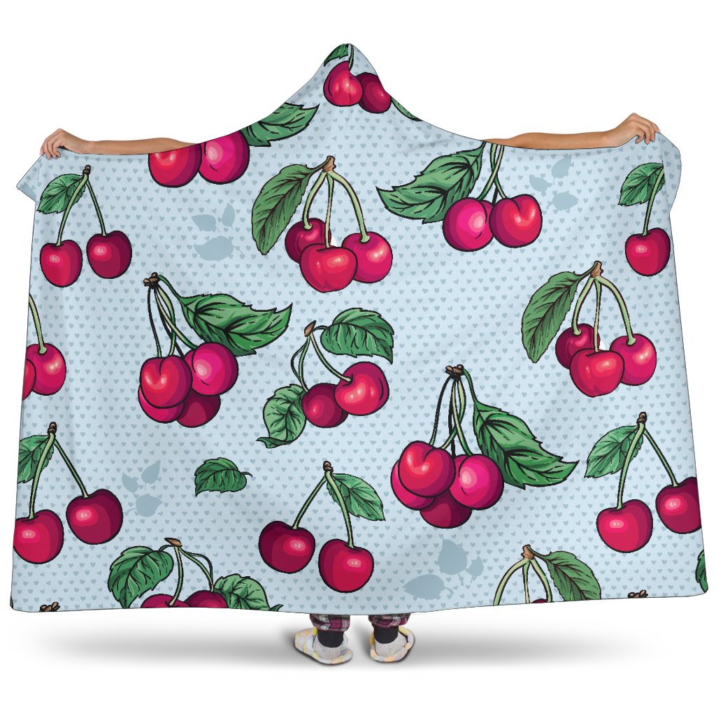 Cherry Pattern Print Design CH01 Hooded Blanket-JORJUNE.COM