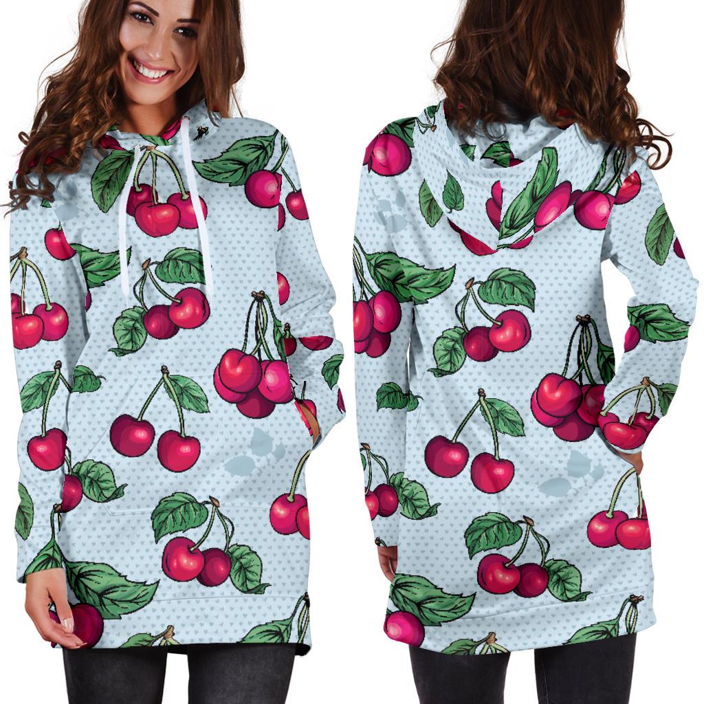 Cherry Pattern Print Design CH01 Women Hoodie Dress