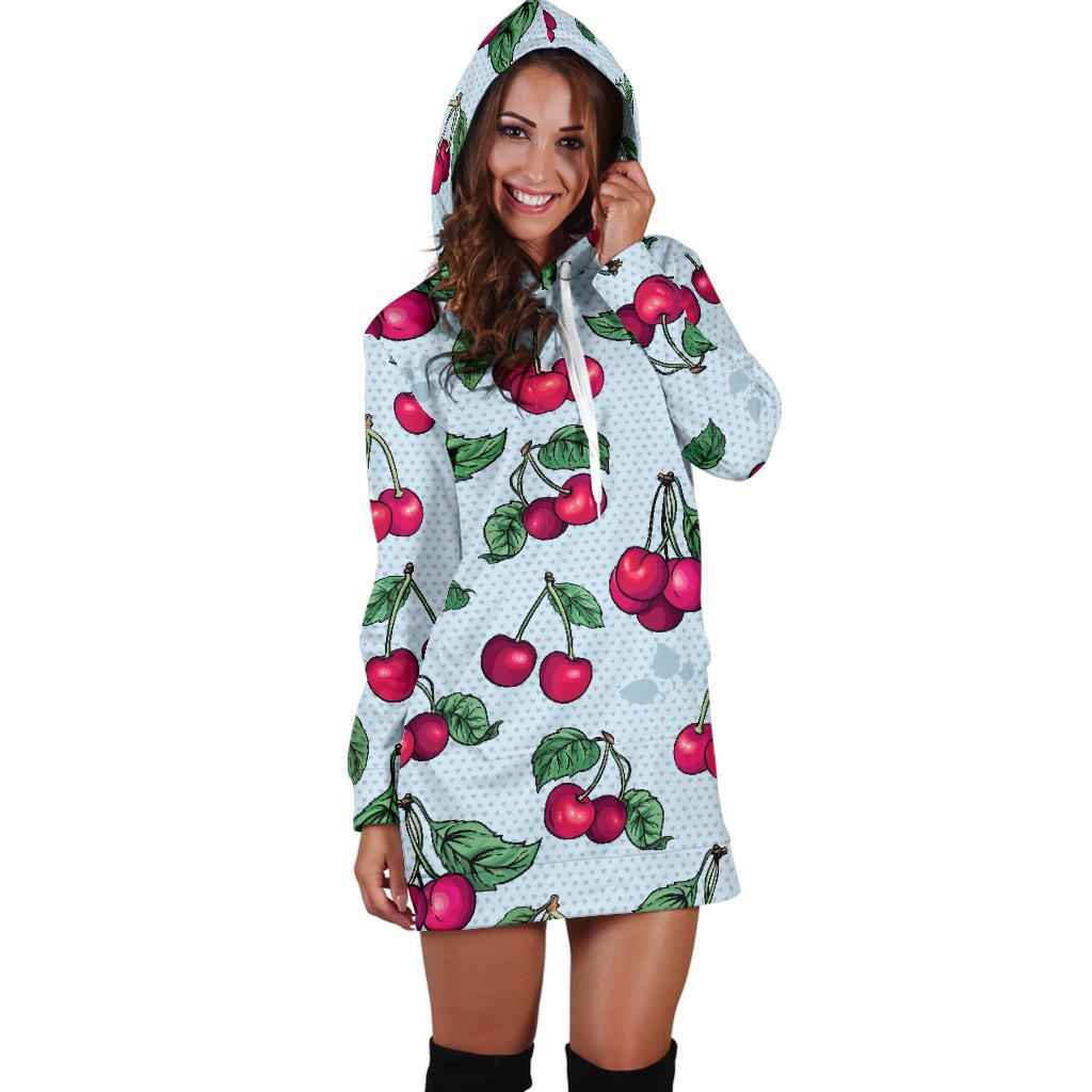 Cherry Pattern Print Design CH01 Women Hoodie Dress