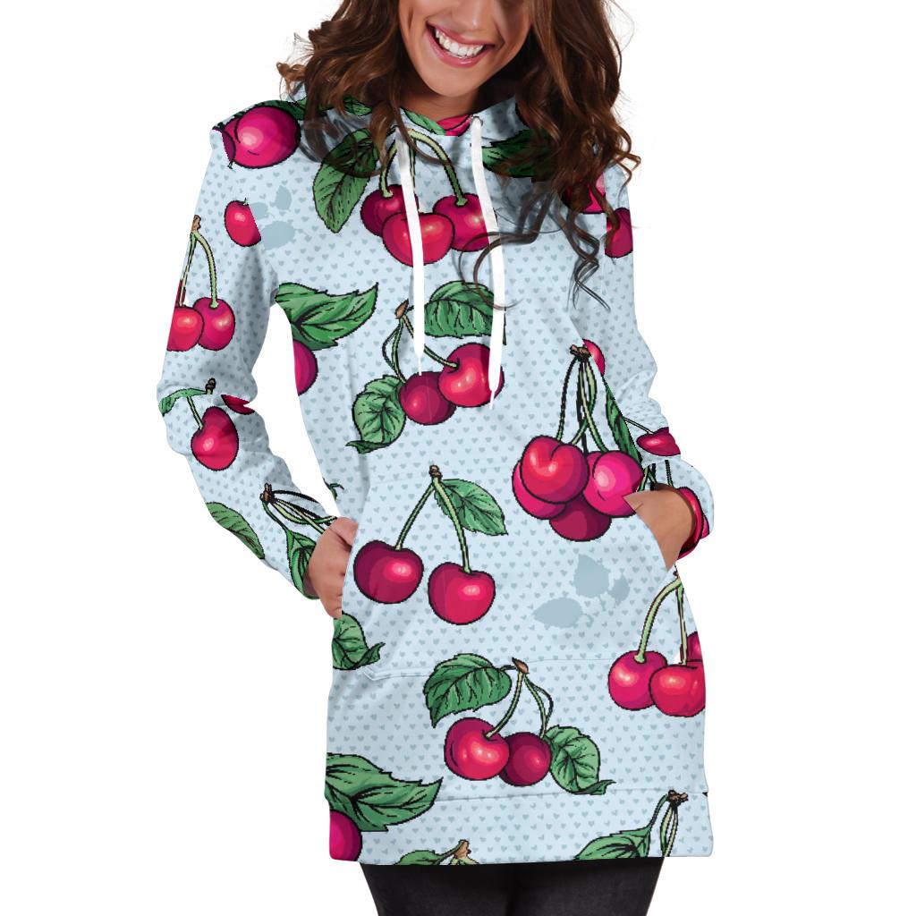 Cherry Pattern Print Design CH01 Women Hoodie Dress