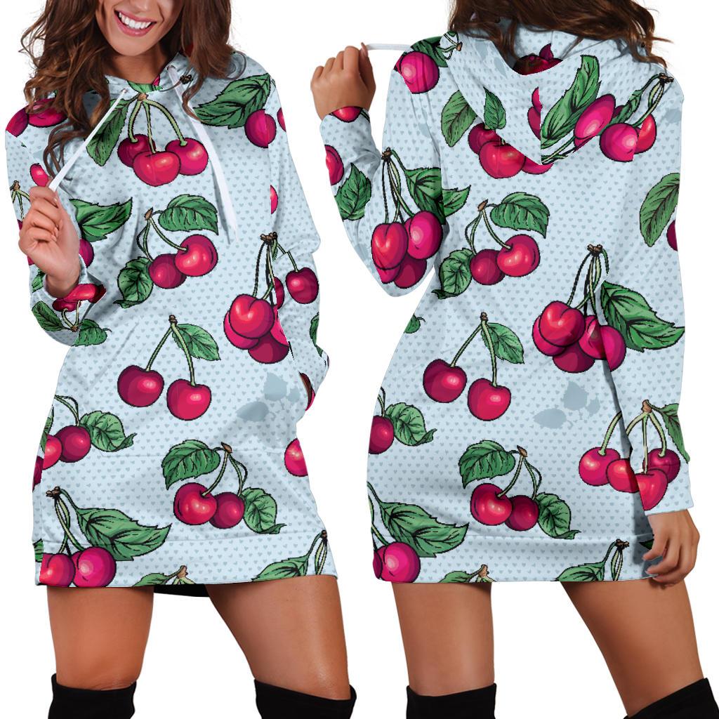 Cherry Pattern Print Design CH01 Women Hoodie Dress
