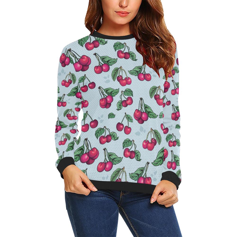 Cherry Pattern Print Design CH01 Women Long Sleeve Sweatshirt-JorJune
