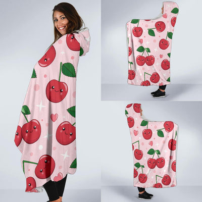 Cherry Pattern Print Design CH02 Hooded Blanket-JORJUNE.COM